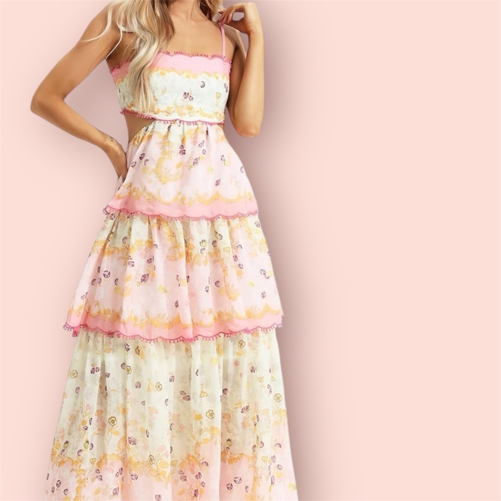 ZIMMERMAN DUPE • LAUREL FRILL MIDI DRESS